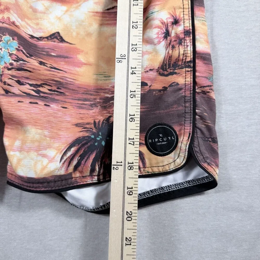 Rip Curl Board Swim Surf Shorts 31 Mirage Palm Tree Sunset Mountain Y2K